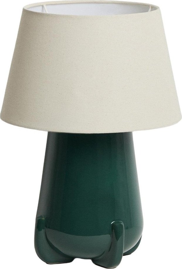 Zelená/slonovinová keramická stolní lampa (výška 45