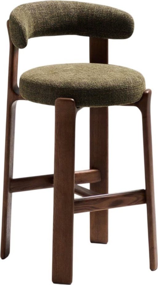 Zelená/v tmavě přírodní barvě barová židle z jasanového dřeva (výška sedáku 75 cm) Granite – Kave Home Kave Home