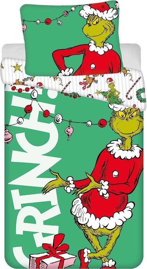 Zelené bavlněné dětské povlečení na jednolůžko 200x140 cm Grinch – Jerry Fabrics Jerry Fabrics