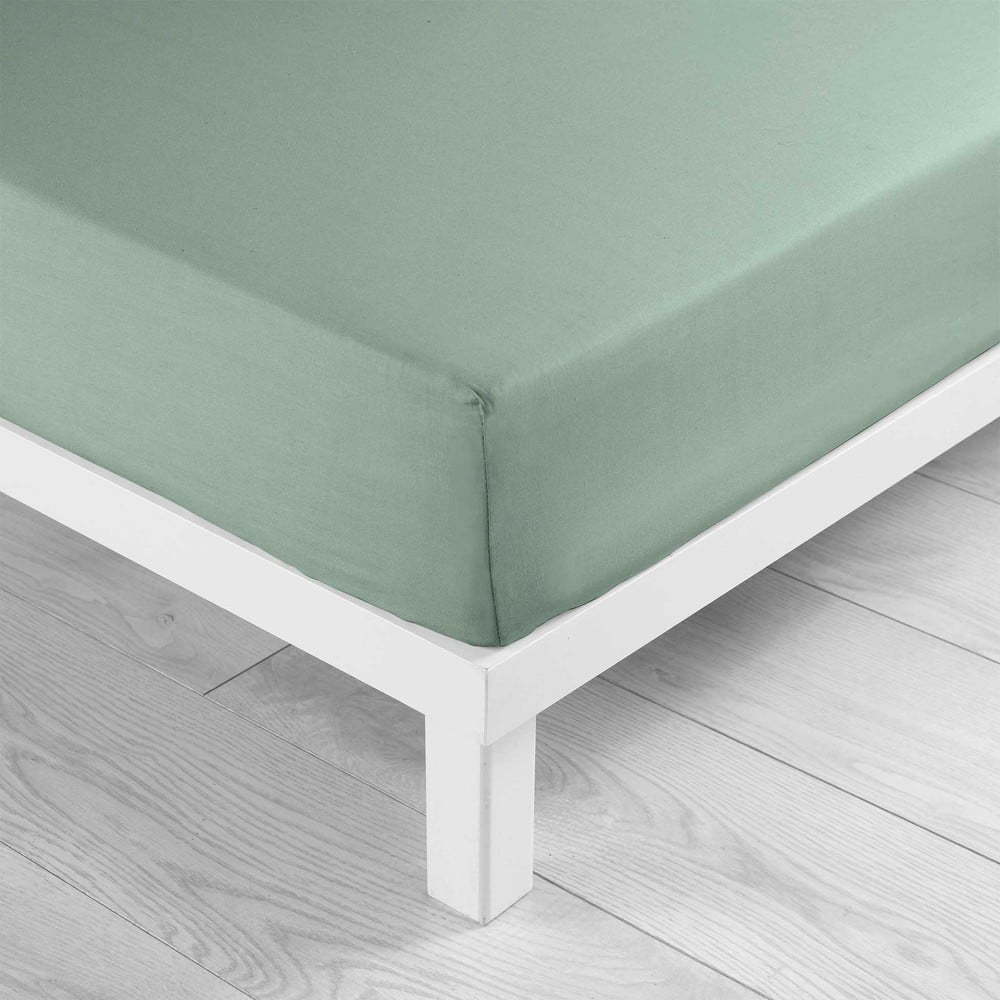 Zelené napínací bavlněné prostěradlo 90x190 cm Lina – douceur d'intérieur Douceur d intérieur