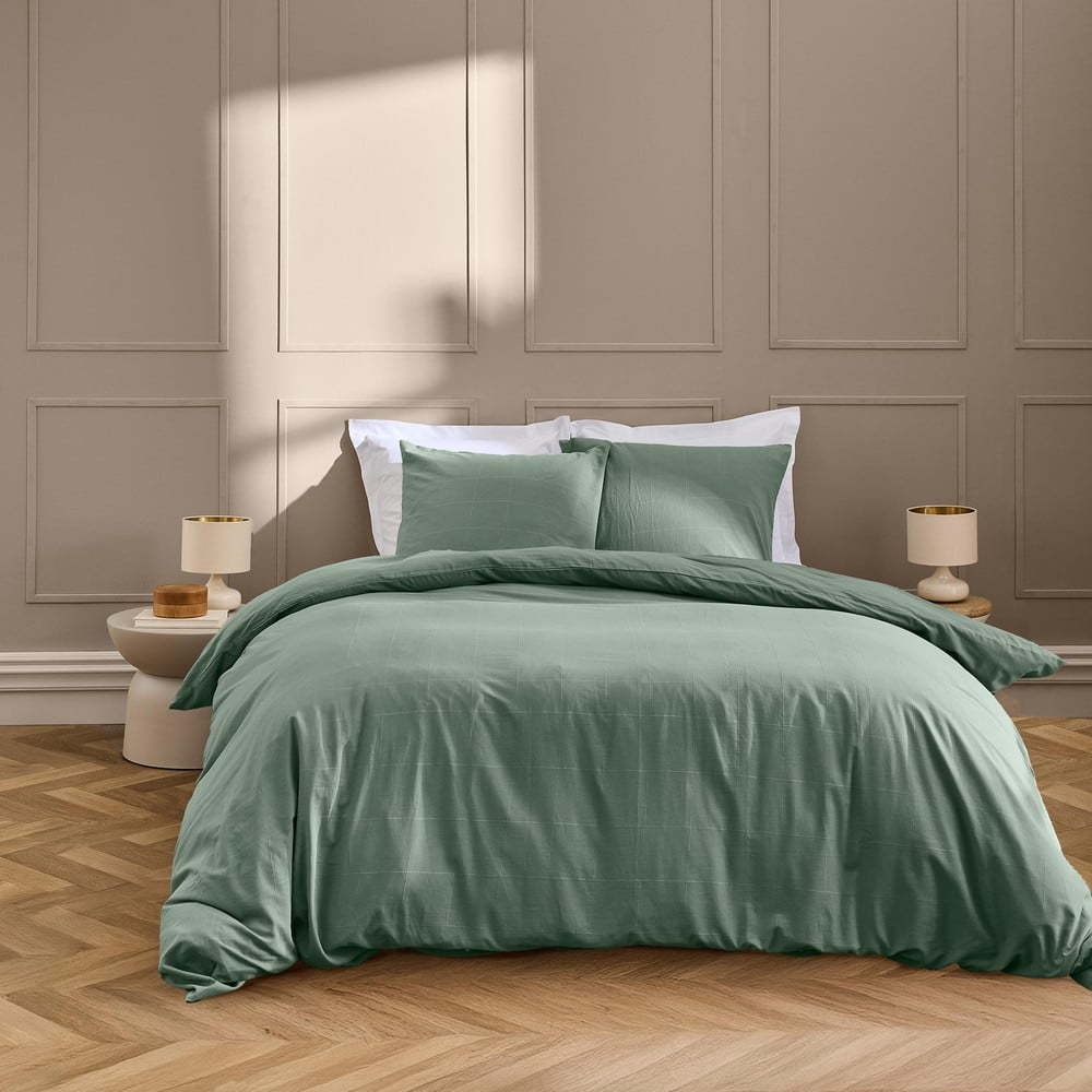 Zelené povlečení na dvoulůžko/prodloužené 240x220 cm Linella – douceur d'intérieur Douceur d intérieur
