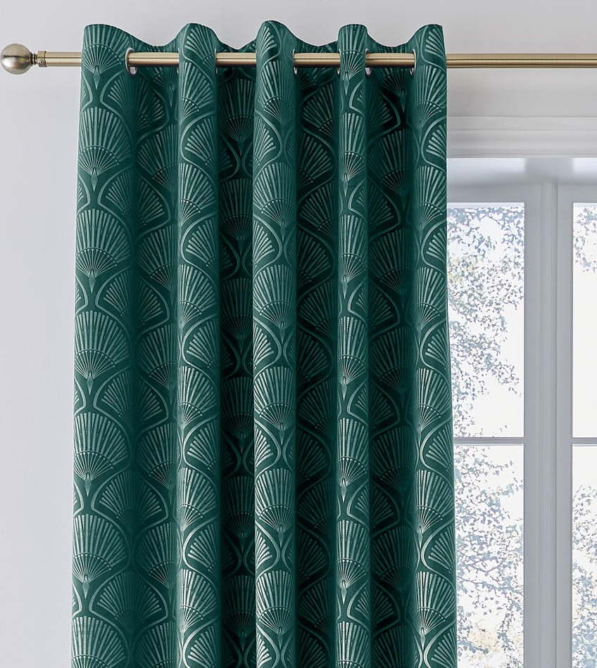 Zelené závěsy v sadě 2 ks 168x183 cm Art Deco Pearl – Catherine Lansfield Catherine Lansfield