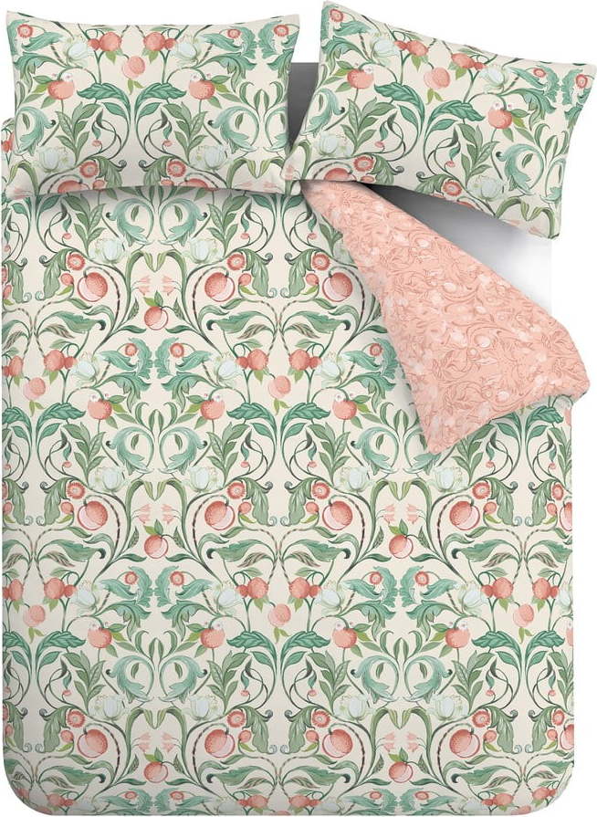 Zelené/růžové povlečení na dvoulůžko/prodloužené 230x220 cm Clarence Floral – Catherine Lansfield Catherine Lansfield
