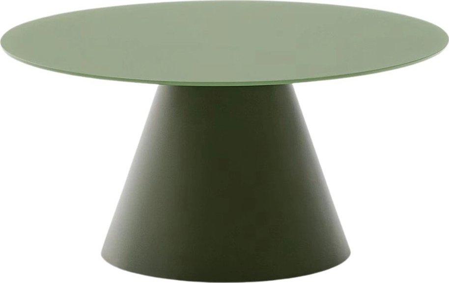 Zelený kulatý konferenční stolek se skleněnou deskou ø 80 cm Wilshire – Kave Home Kave Home