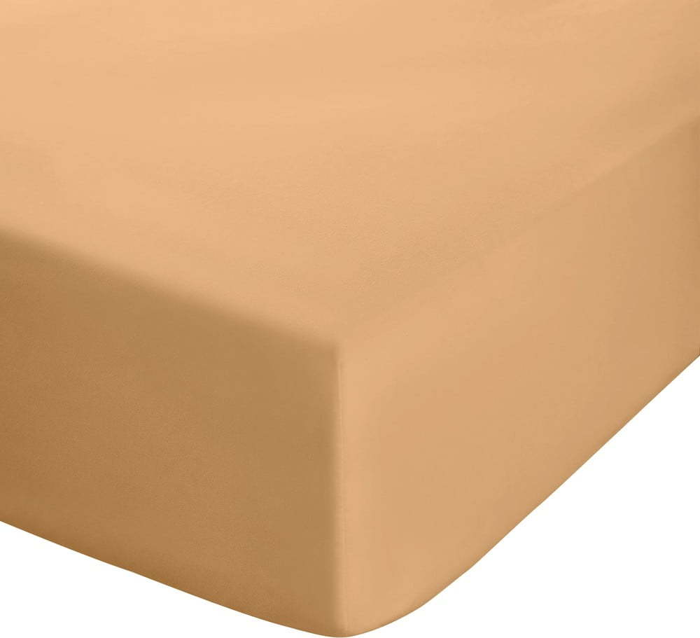 Žluté/oranžové napínací perkálové prostěradlo 90x190 cm Easy Iron Percale – Catherine Lansfield Catherine Lansfield