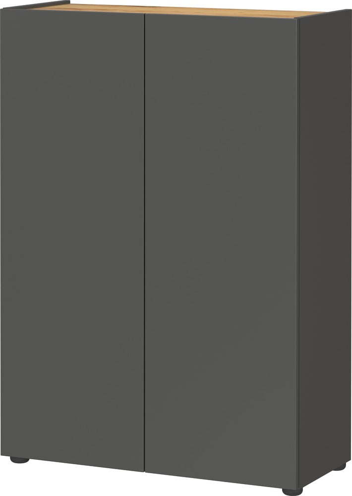 Antracitová skříňka v dekoru dubu 74x105x33 cm Alviano – Germania Germania