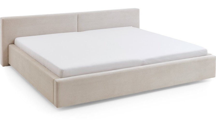 Béžová čalouněná dvoulůžková postel s úložným prostorem s roštem 200x240 cm Cube – Meise Möbel Meise Möbel