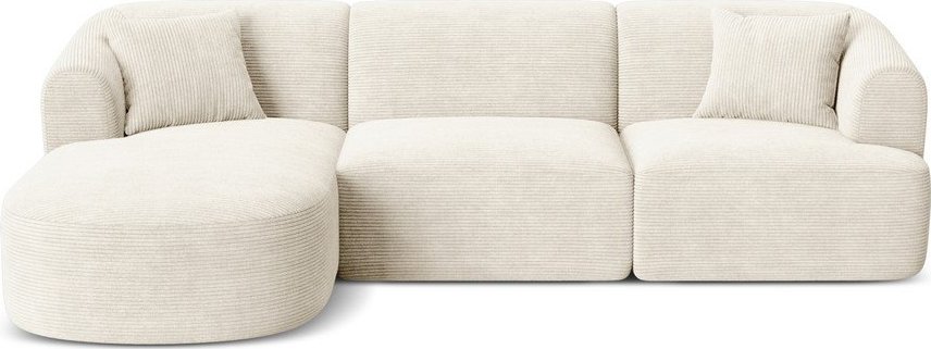 Béžová manšestrová rohová pohovka (levý roh/s lenoškou) Campi – Cosmopolitan Design Cosmopolitan design