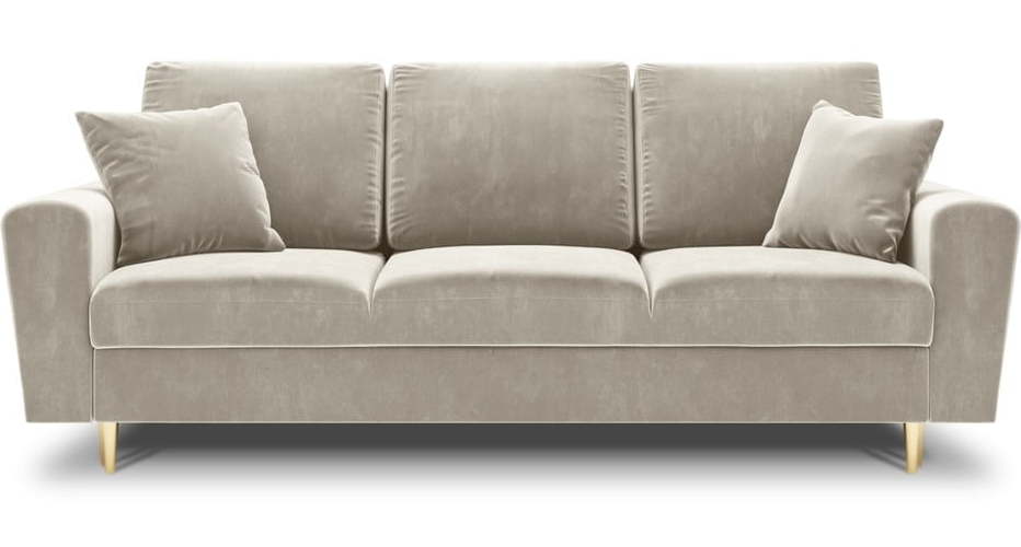 Béžová sametová rozkládací/s úložným prostorem pohovka 235 cm Kyoto – Cosmopolitan Design Cosmopolitan design