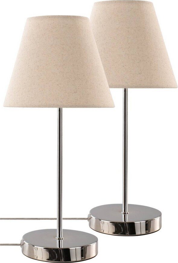 Béžová/v leskle stříbrné barvě látková stolní lampa (výška 39 cm) Lasse – Jotex Jotex