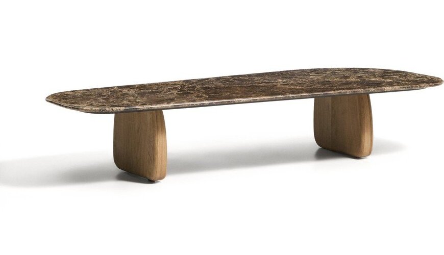 Béžový/v přírodní barvě konferenční stolek s deskou z kamene 65x147 cm Pirita – Kave Home Kave Home