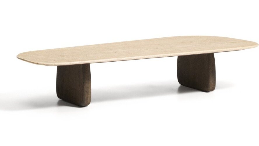 Béžový/v tmavě přírodní barvě konferenční stolek s deskou z kamene 65x147 cm Pirita – Kave Home Kave Home