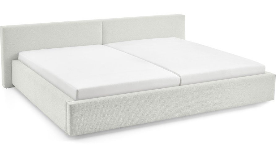 Bílá čalouněná dvoulůžková postel s úložným prostorem s roštem 200x240 cm Cube – Meise Möbel Meise Möbel