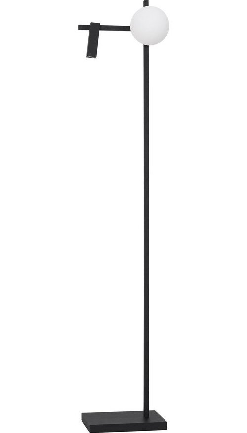 Bílá/černá kovová LED stojací lampa s ohybatelnou konstrukcí se skleněným stínidlem (výška 150 cm) Joline – Nova Luce Nova Luce