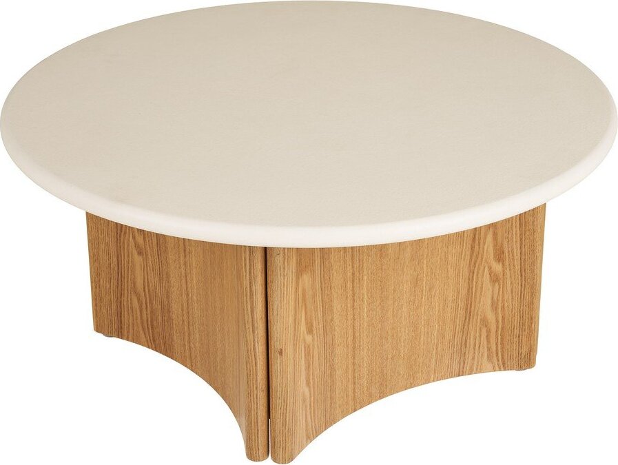 Bílý/v přírodní barvě kulatý konferenční stolek s betonovou deskou ø 80 cm Motril – House Nordic House Nordic