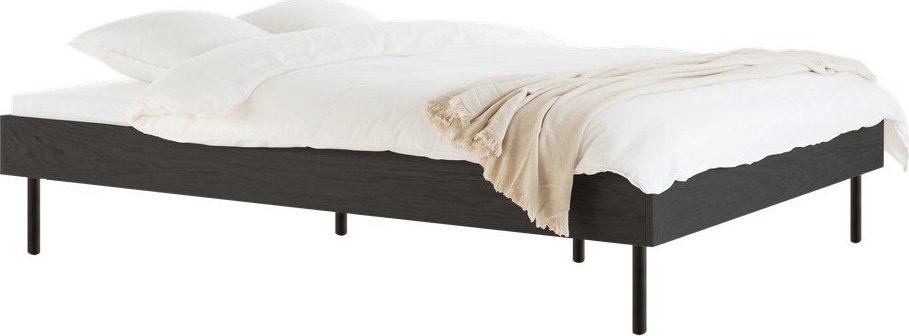 Černá dvoulůžková postel z dřevotřísky bez čela s roštem 200x200 cm Streiko – noo.ma NOO.MA
