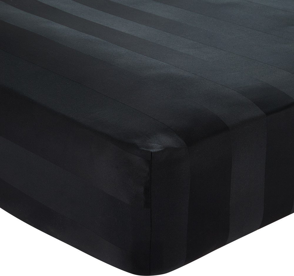 Černé napínací saténové prostěradlo 185x200 cm So Soft Satin Stripe – Catherine Lansfield Catherine Lansfield