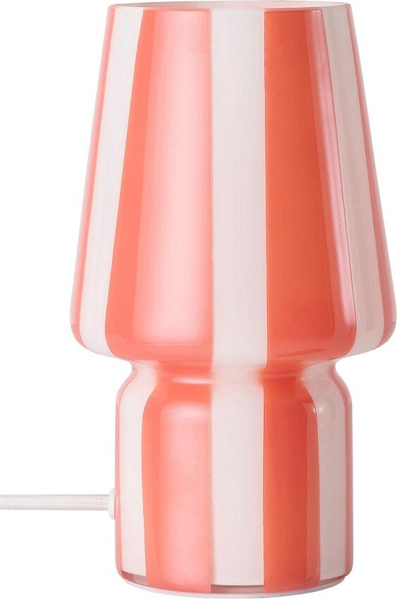 Červená/bílá skleněná stolní lampa (výška 21