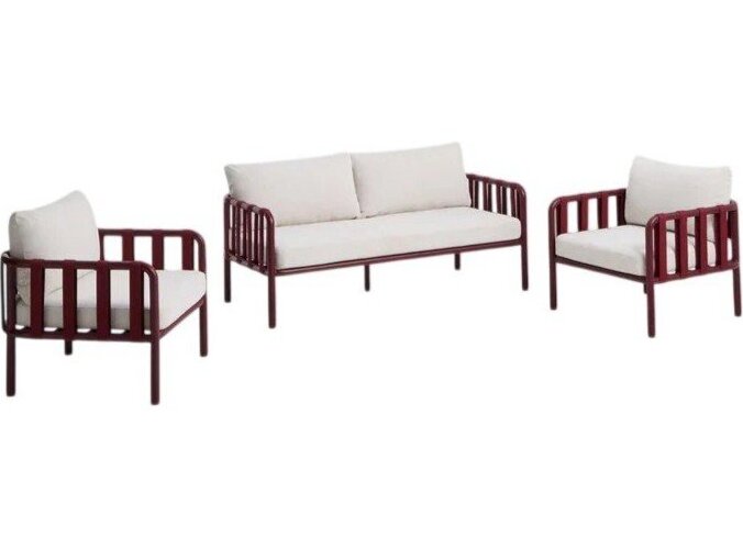 Červený/béžový hliníkový zahradní lounge set pro 4 osoby Omala – Kave Home Kave Home