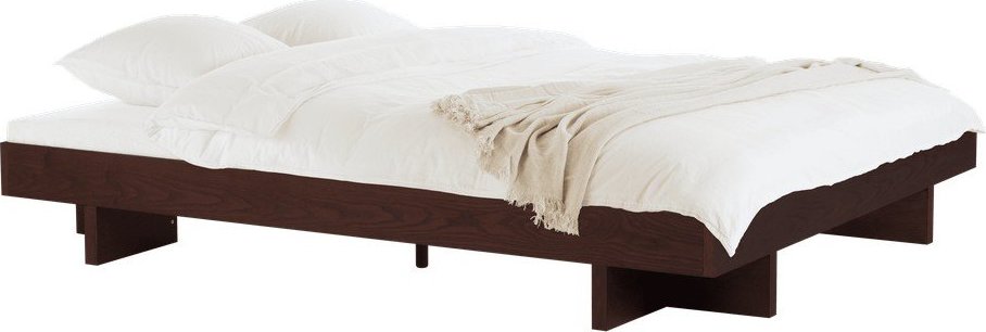 Hnědá dvoulůžková postel z MDF v dekoru jasanu bez čela s roštem 200x200 cm Kito – noo.ma NOO.MA