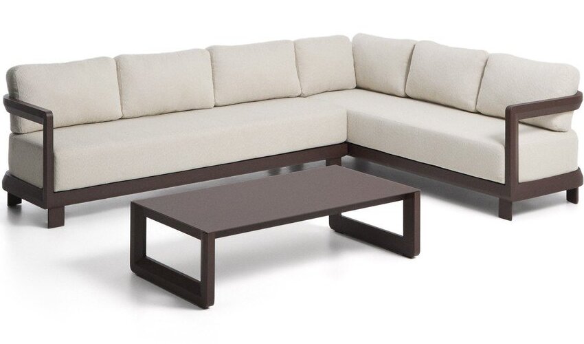 Hnědý hliníkový zahradní lounge set pro 5 osob Nerano – Kave Home Kave Home