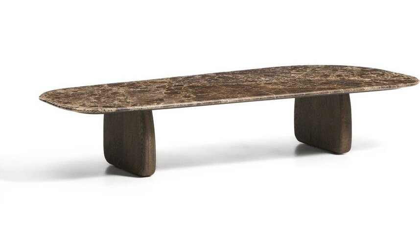 Hnědý/v tmavě přírodní barvě konferenční stolek s deskou z kamene 65x147 cm Pirita – Kave Home Kave Home