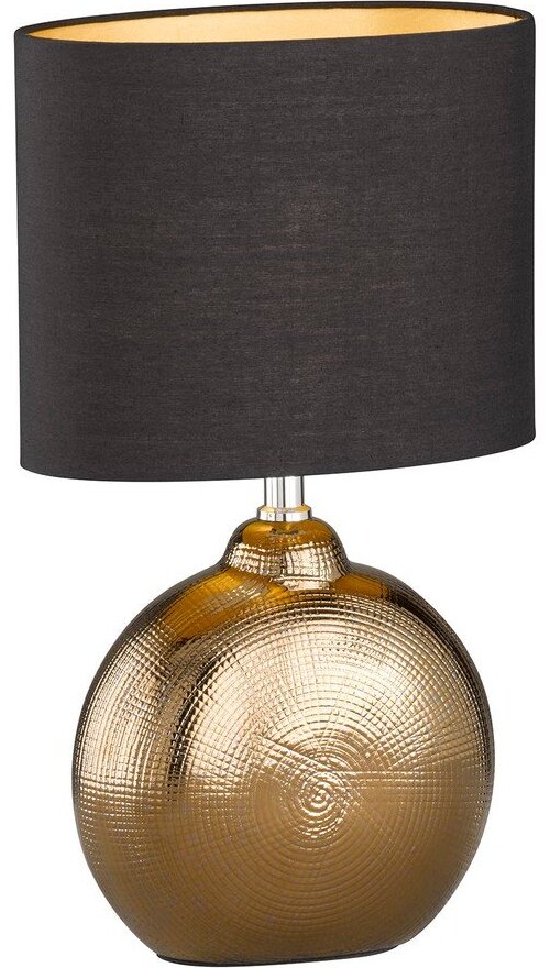 Keramická stolní lampa s textilním stínidlem v černo-bronzové barvě (výška 39 cm) Foro – Fischer & Honsel Fischer & Honsel
