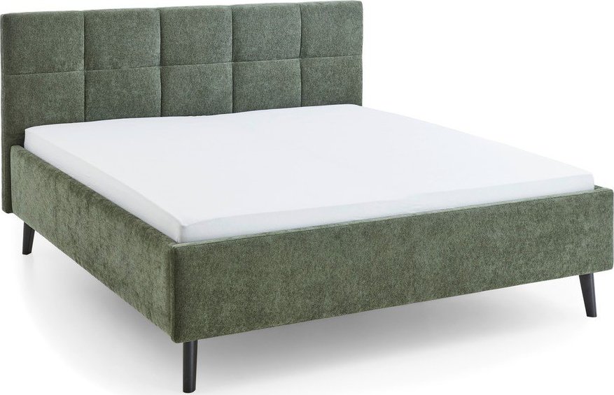 Khaki čalouněná dvoulůžková postel s úložným prostorem s roštem 180x200 cm Nova – Meise Möbel Meise Möbel