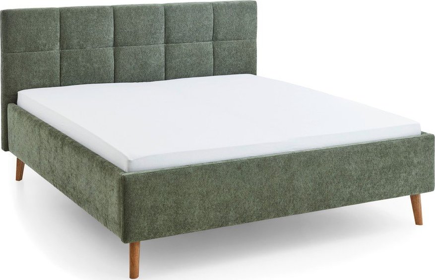 Khaki čalouněná dvoulůžková postel s úložným prostorem s roštem 180x200 cm Nova – Meise Möbel Meise Möbel