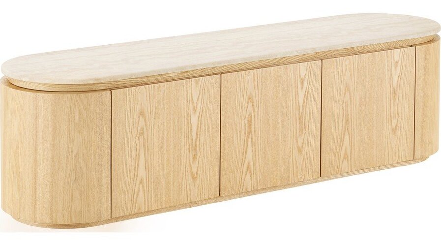 Krémový/v přírodní barvě TV stolek s deskou z kamene 160x45x40 cm Larvik – House Nordic House Nordic