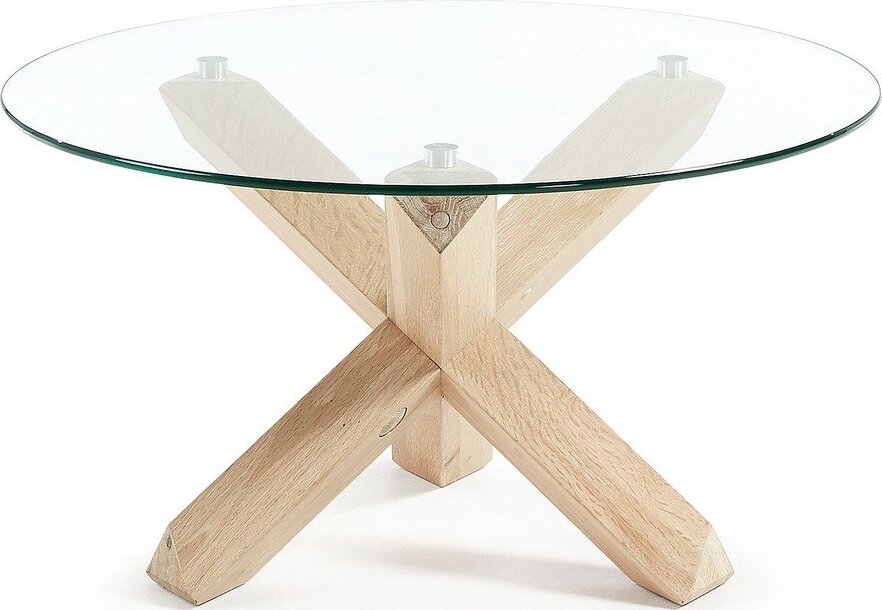 Kulatý konferenční stolek se skleněnou deskou v přírodní barvě ø 65 cm Lotus – Kave Home Kave Home