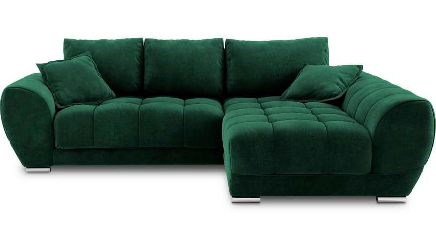 Lahvově zelená rozkládací rohová pohovka se sametovým potahem Windsor & Co Sofas Nuage