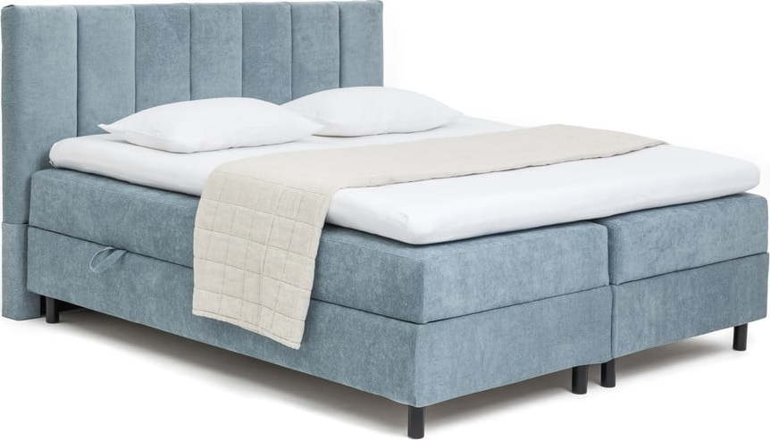 Modrá čalouněná dvoulůžková postel s úložným prostorem s matrací/s topperem 180x200 cm Elva Bold Line - II. jakost – Bonami Selection Bonami Selection