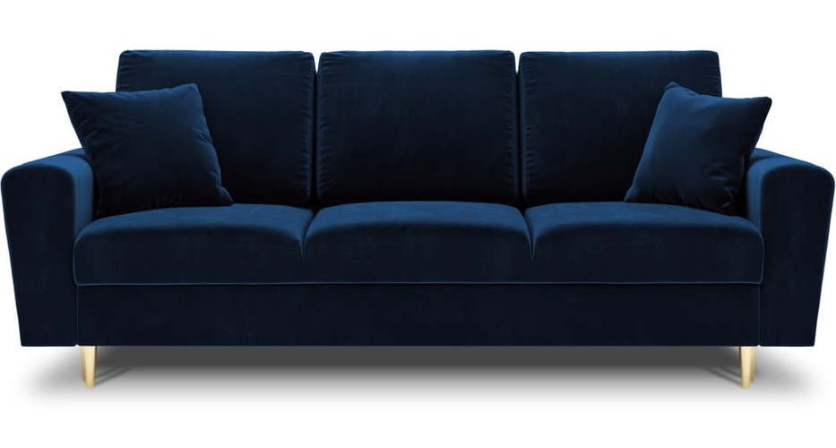Modrá sametová rozkládací/s úložným prostorem pohovka 235 cm Kyoto – Cosmopolitan Design Cosmopolitan design