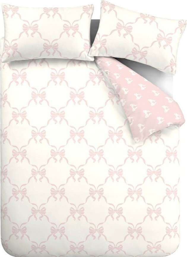 Růžové povlečení na jednolůžko 135x200 cm Pretty Bows – Catherine Lansfield Catherine Lansfield