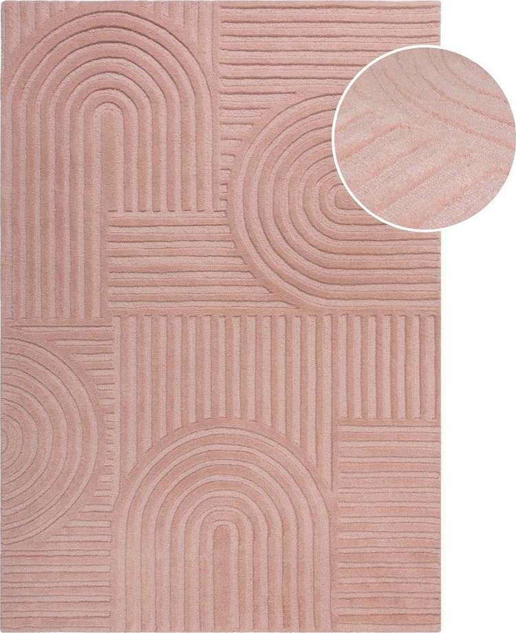 Růžový vlněný koberec Flair Rugs Zen Garden