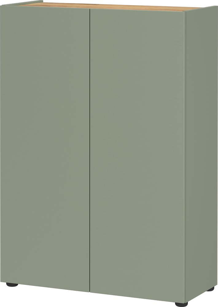 Šalvějově zelená skříňka v dekoru dubu 74x105x33 cm Alviano – Germania Germania