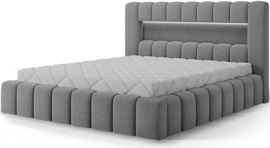 Šedá čalouněná dvoulůžková postel s úložným prostorem s roštem 140x200 cm Lamica – ELTAP ELTAP