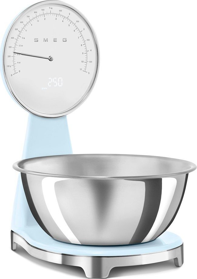 Světle modrá plastová digitální kuchyňská váha – SMEG SMEG