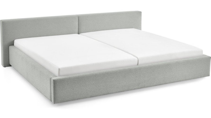 Světle šedá čalouněná dvoulůžková postel s úložným prostorem s roštem 200x240 cm Cube – Meise Möbel Meise Möbel