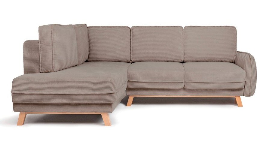 Taupe manšestrová rozkládací/s úložným prostorem rohová pohovka (levý roh/do L) Tori – Bonami Selection Bonami Selection