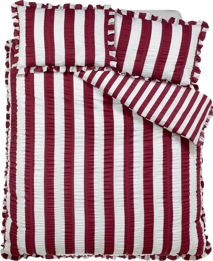 Tmavě fialové povlečení na dvoulůžko 200x200 cm Seersucker Frill Stripe – Catherine Lansfield Catherine Lansfield