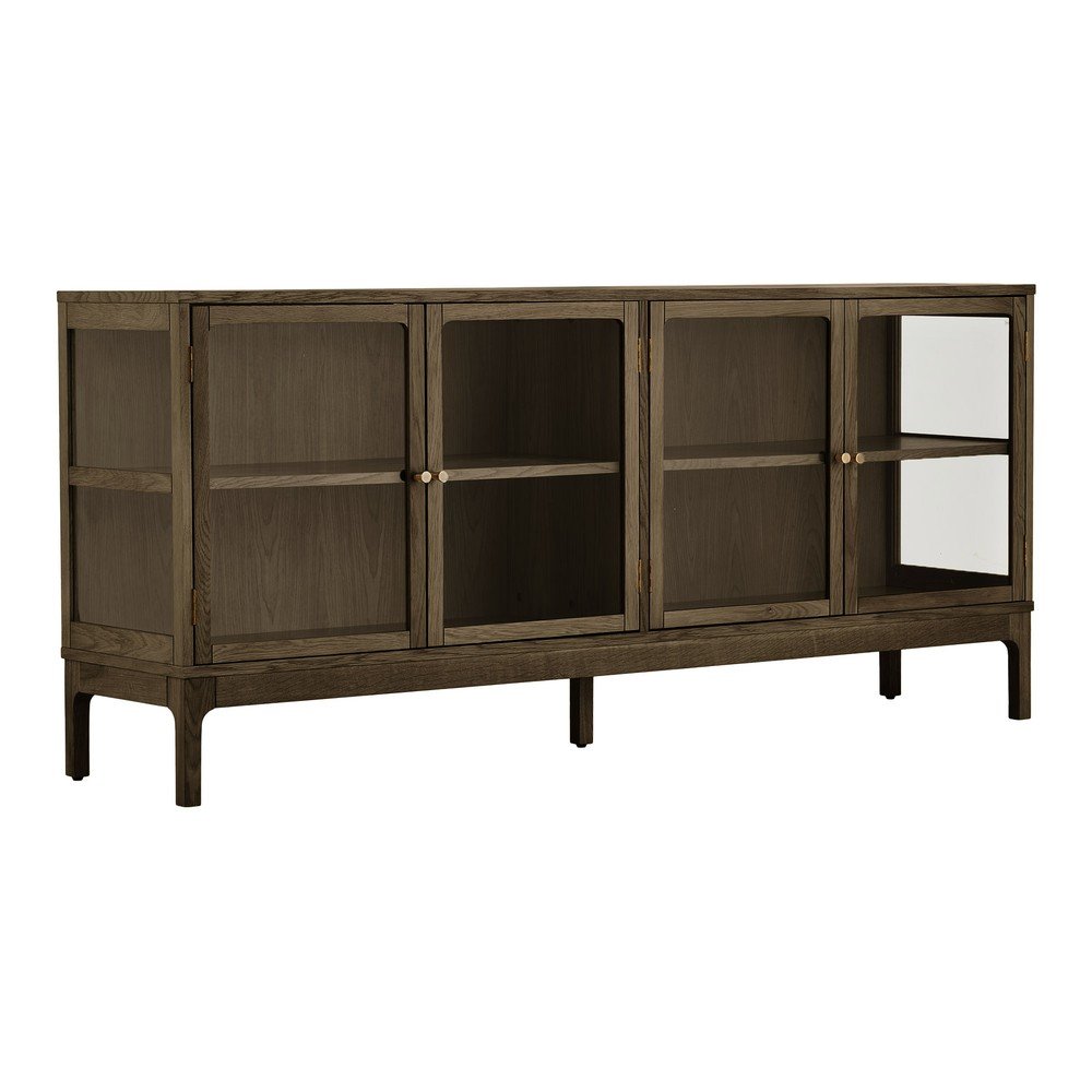 Tmavě hnědá vitrína v dekoru dubu 180x80x40 cm Zamora – House Nordic House Nordic