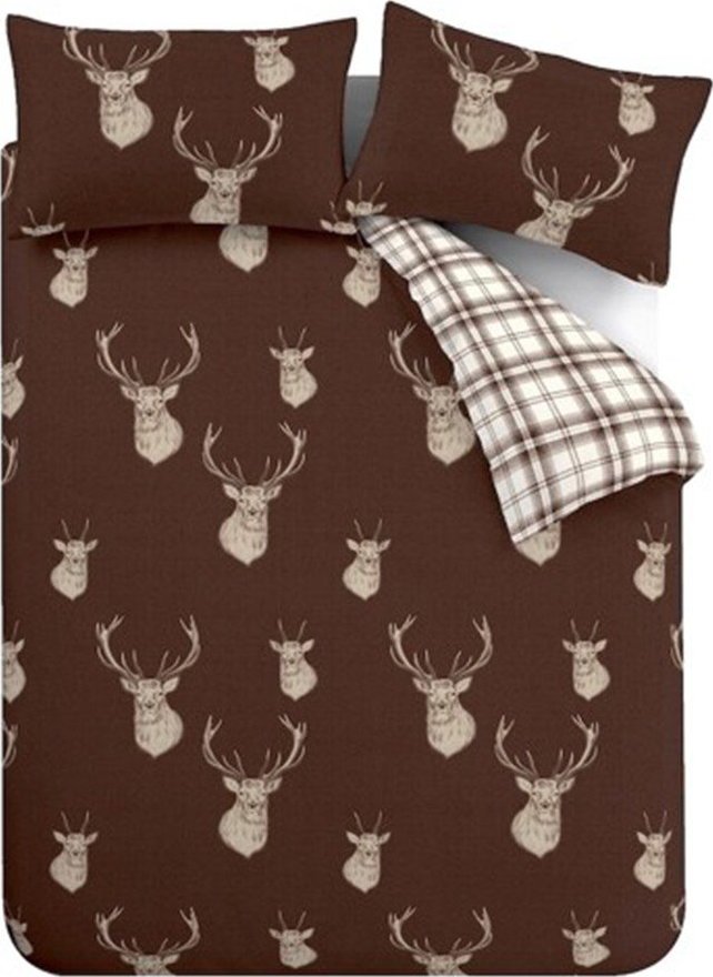 Tmavě hnědé povlečení na dvoulůžko 220x230 cm Stag – Catherine Lansfield Catherine Lansfield
