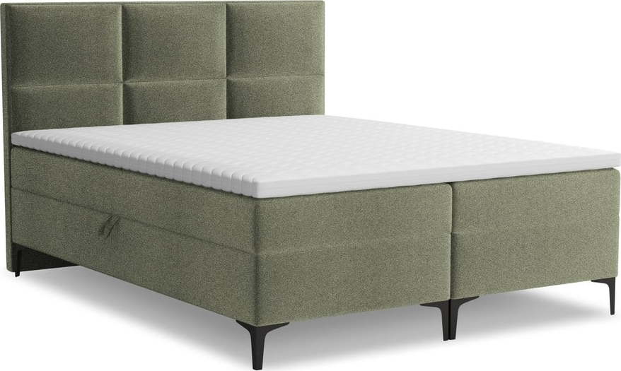 Zelená boxspring postel s úložným prostorem 140x200 cm Pakalana – Makamii Makamii
