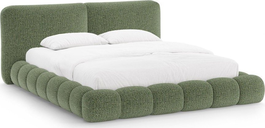 Zelená čalouněná dvoulůžková postel s úložným prostorem s roštem 200x200 cm Solange – Micadoni Micadoni