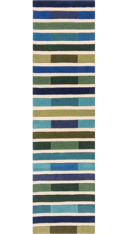 Zelený vlněný koberec běhoun 230x60 cm Piano - Flair Rugs Flair Rugs