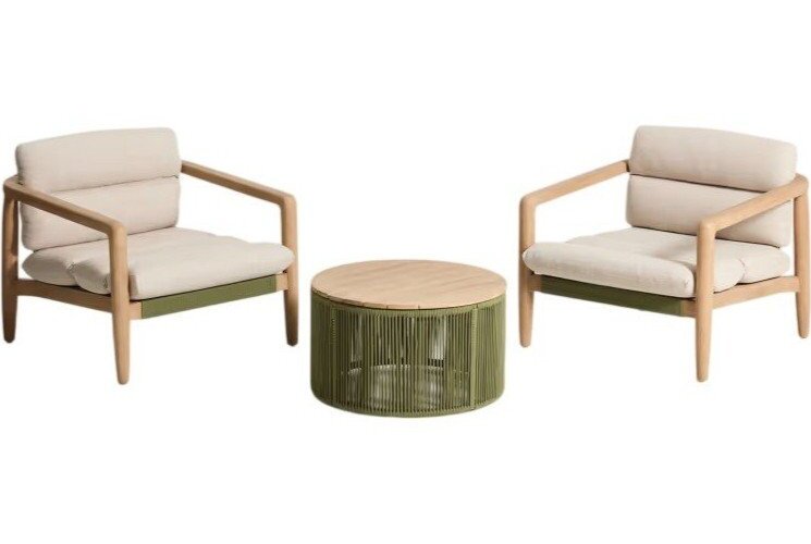 Zelený/v přírodní barvě zahradní lounge set z masivu akácie pro 2 osoby Menfi – Kave Home Kave Home