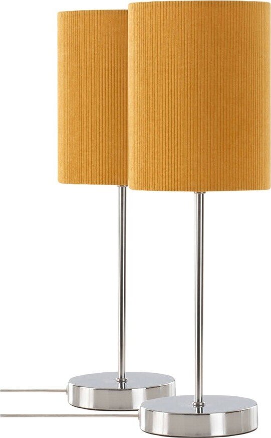 Žlutá/v leskle stříbrné barvě látková stolní lampa (výška 45 cm) Seth – Jotex Jotex