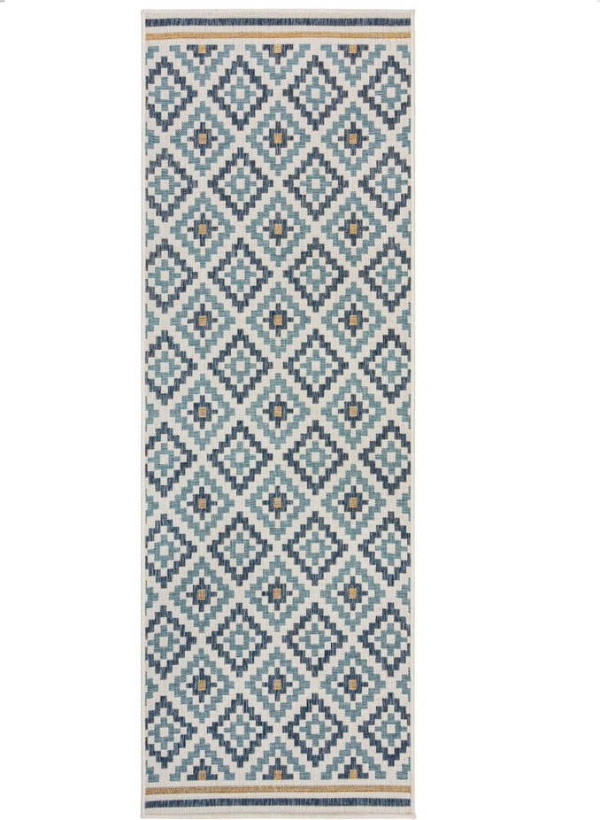 Žluto-modrý vnitřní a venkovní koberec 80x230 cm Zia Trellis – Flair Rugs Flair Rugs